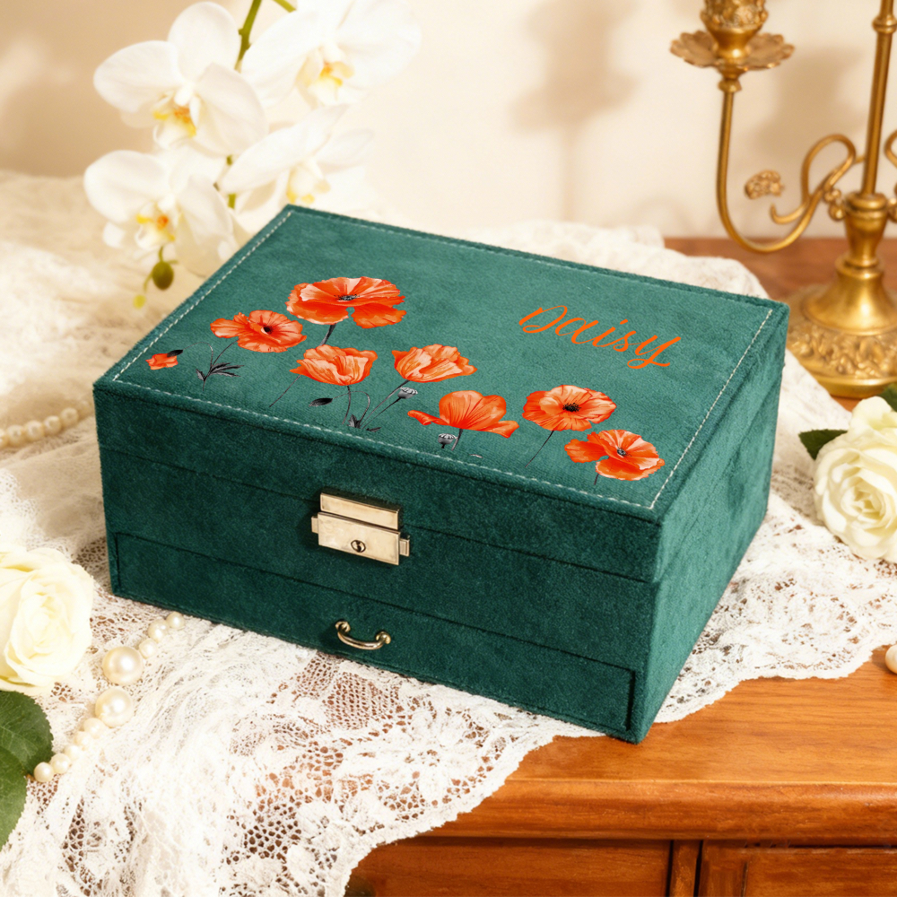 Custom Velvet Jewelry Organizer Box, Multi-Layer Storage Case